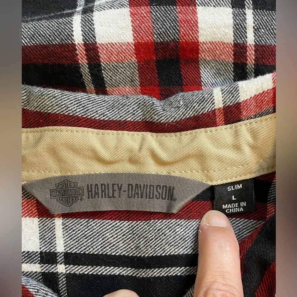 Harley Davidson Plaid Long Sleeve Flannel Elbow Patch Shirt
Men’s Size L slim - Picture 4 of 11